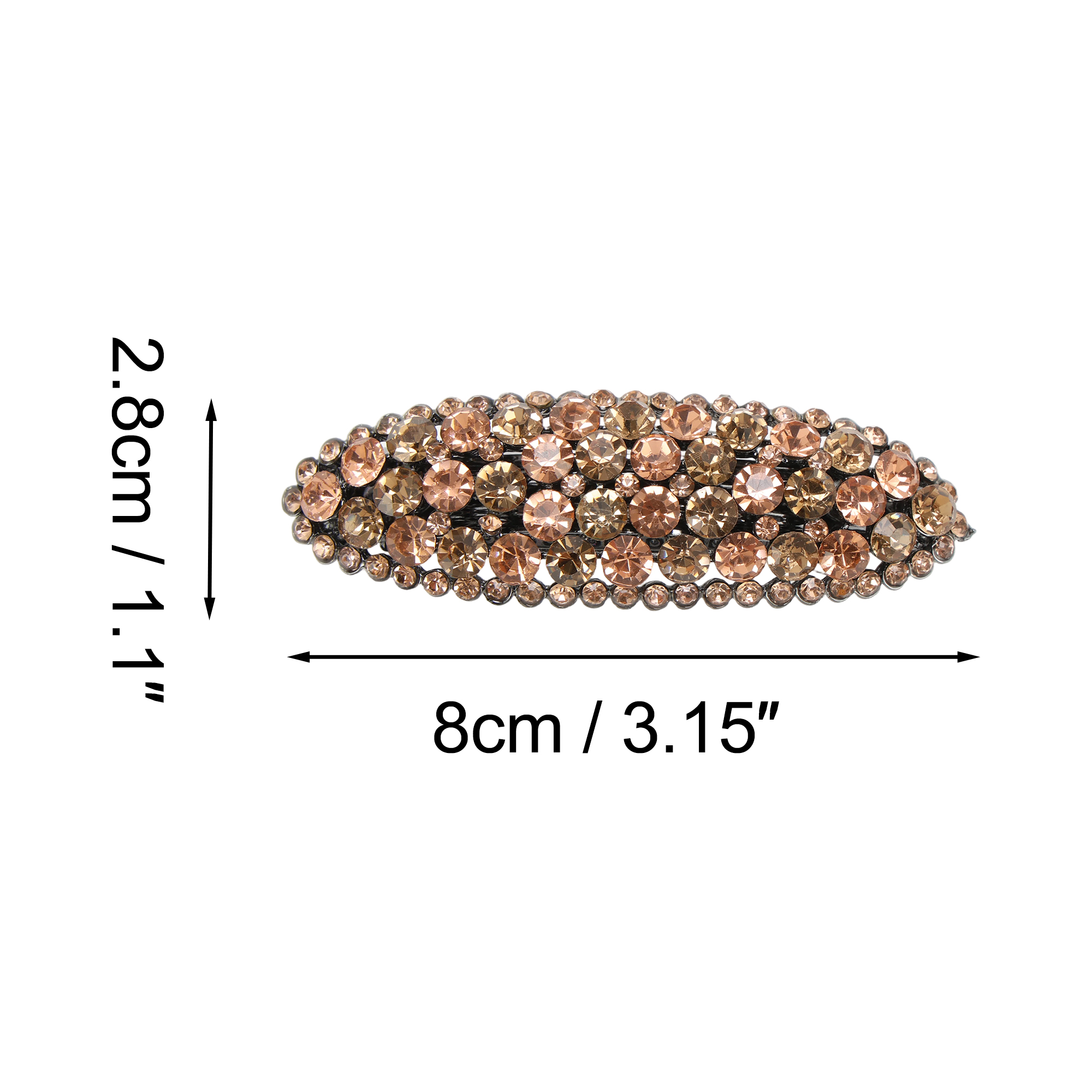 Unique Bargains Oval Rhinestone Hair Barrette All Styles Champagne, Gold Tone