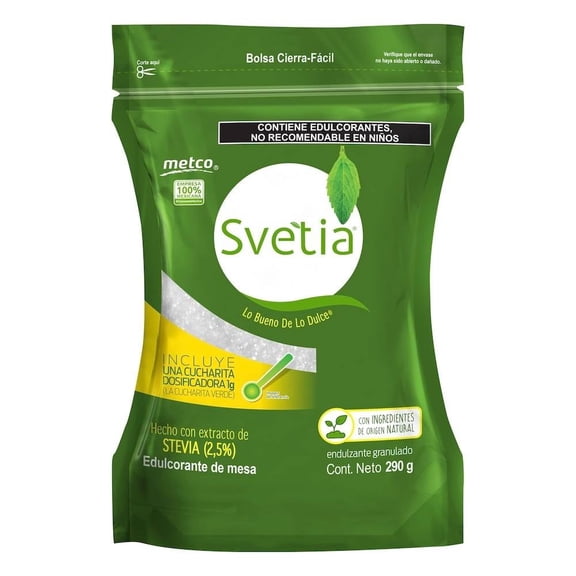 Edulcorante Metco Svetia granulado más cucharita dosificadora 290g