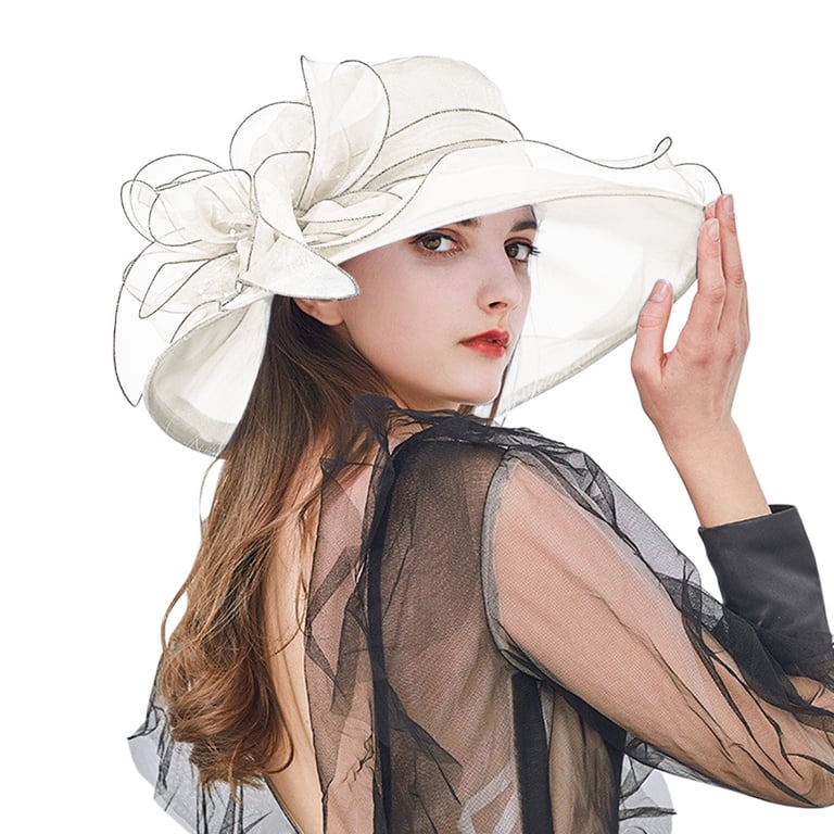 Lroveb Fascinators Hats for Women Tea Party Hat Bridal Flower Organze Wide Brim Dress Hat Beach Sun Hat Lroveb Fascinators Hats for Women Tea Party Hat Bridal Flower Organze Wide Brim Dress Hat Beach Sun Hat