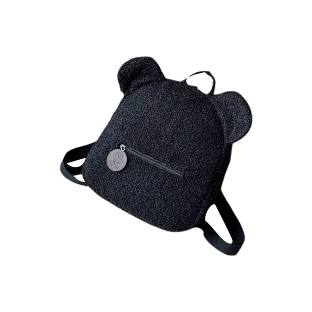 Guardurnaity Bolso de peluche para niños pequeños, mochilas personalizadas, cómodo bolso de guardería, minimochila personalizada para niñas Mochilas Negro