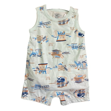 Carter's Infant and Toddler Boy's 2 Piece Short Sleeve Romper Playwear Set (Lifeguard On Duty, 6-9M)