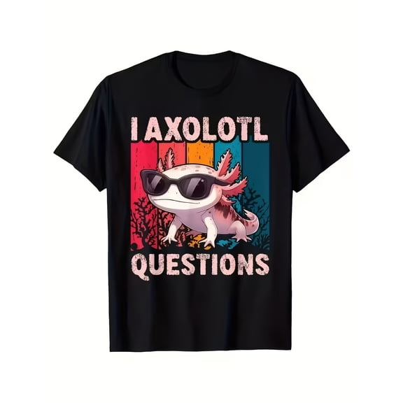 Retro Iaxolotl Questions Print Boys Girls T-Shirt, T-Shirt for Kids Youth, 180gsm, 100% Cotton