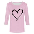 thumbnail image 5 of Sakmal Heart Womens&nbsp;Blouses Dressy Casual 3/4 Sleeve Crew Neck Shirts Pink Blouses Casual Tops for Women, 5 of 5