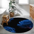 thumbnail image 4 of Round Area Rugs Collection 3 Ft, Blue Rose Non-Slip Residential Carpet, Vintage Abstract Garden Flower Floral Black Indoor Crawling Mats Doormat Runner Rugs Play Mat for Bedroom, 4 of 8