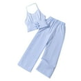 thumbnail image 1 of Ensemble Camisole Rayée et Pantalon pour Enfants, Débardeur à Col Rond avec Pantalon Rayé Assorti, Mélange Doux Coton-Polyester, Tenue d'Intérieur Estivale Respirante, pour Garçons et Filles de 8 à 12 Ans, 1 of 9