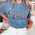 thumbnail image 6 of USA Est. 1776 Floral Print T-Shirt – Cute Patriotic Red White Blue Graphic Tee for Women, Summer 4th of July Independence Day Outfit Top, 6 of 7