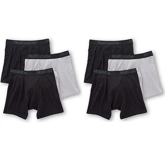 Fruit of the Loom Men's Signature Breathable Cooling Cotton Micro-Mesh Black & Gray Boxer Briefs, 6 Pack
