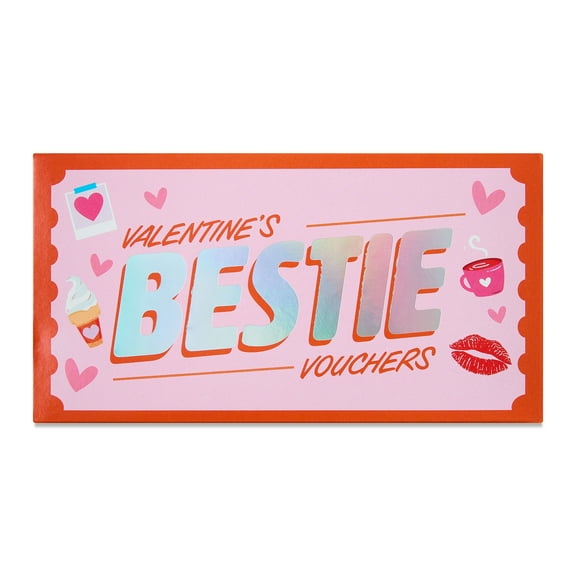 Bestie Valentine Vouchers, Pink, 10 Count, Valentine's Day by Way To Celebrate