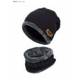 thumbnail image 2 of BadPiggies Unisex Winter Beanie Hat Scarf 2-Piece Set Thick Warm Knit Skull Cap for Men Women (Black), 2 of 5
