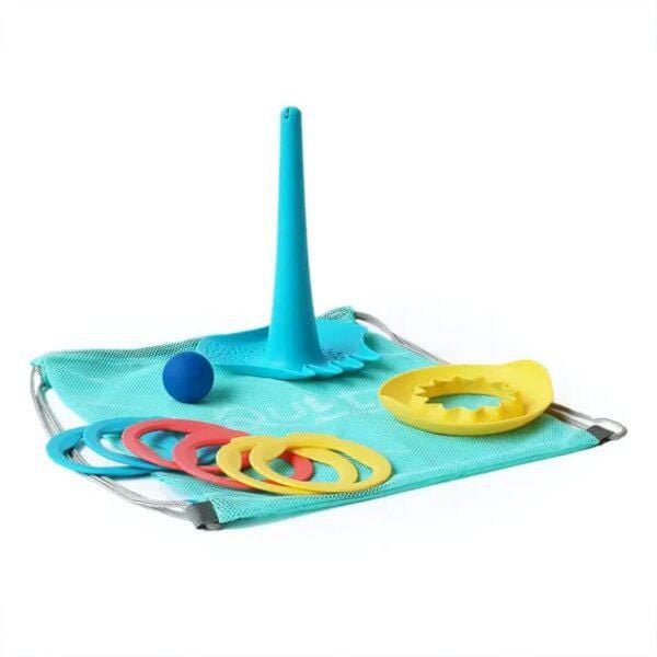 Quut - Beach Set Triplet - Multifunctional Sand Toy Kit with Shovel, Rake, Sifter, Pétanque Game, Magic Sand Shaper - Durable Plastic - Perfect for Beach, Garden & Outdoor Play - Includes Practical Be