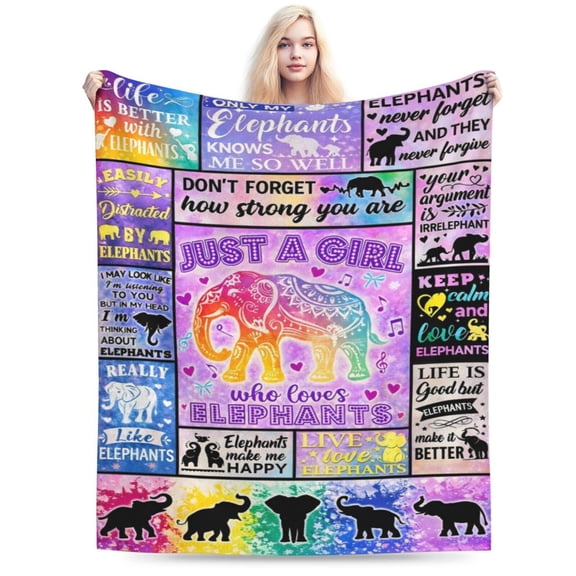 Elephant Blanket Gifts for Women,Cute Elephant Throw Blankets Soft Flannel Elephants Blankets Gifts for Adults Women Elephants Lovers 50x40