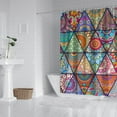thumbnail image 3 of Extra Long Boho Shower Curtain 72x84 Inches - Vintage Floral & Tropical Leaves Pattern, Waterproof Bohemian Bathroom Decor with 12 Hooks, Tribal Rustic Style, 3 of 5