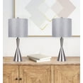 thumbnail image 3 of 23" Brushed Nickel Table Lamps w/ Hourglass Body & Grey Linen Shades (Set of 2), 3 of 5
