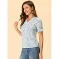 thumbnail image 3 of INSPIRE CHIC Women's Cherry Print Ruffle V Neck Short Sleeve Summer Blouses 2 L, 3 of 5