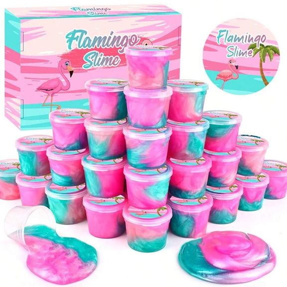 12Pack Slime Kit, Non Sticky Glitter Gooey Fidget Flamingo Slime Kit for Sensory Tactile Stimulation.Party Favors, Birthday Gifts, Carnival Prizes, Classroom Rewards for Boys and Girls.