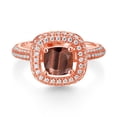 thumbnail image 2 of Gem Stone King 18K Rose Gold Plated Silver Red Tiger Eye and White Moissanite Engagement Ring for Women (1.63 Cttw, Cushion 6MM, Gemstone, Size 8), 2 of 4