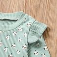 thumbnail image 3 of Toddler Baby Girls Knit Long Sleeve T Shirt Ribbed Sweatshirt Top Floral Pants Tracksuit Clothes, 3 of 7