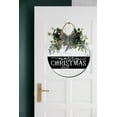 thumbnail image 3 of Merry Christmas Door Sign Home Decor Round Wood Wreaths Wall Hanging Sign Farmhouse Porch Sign Front Door Decoration for Housewarming Gift All Seasons Holiday,11In, 3 of 5