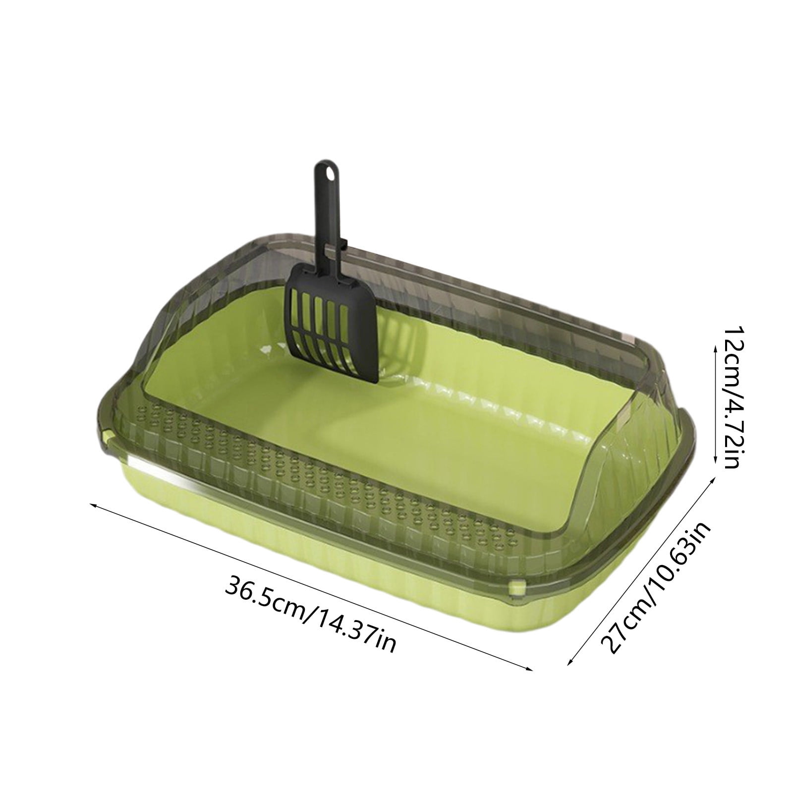 Semi Enclosed High Sided Cat Litter Box with Scoop, Splash Proof Plastic Litter Pan for Indoor Cats