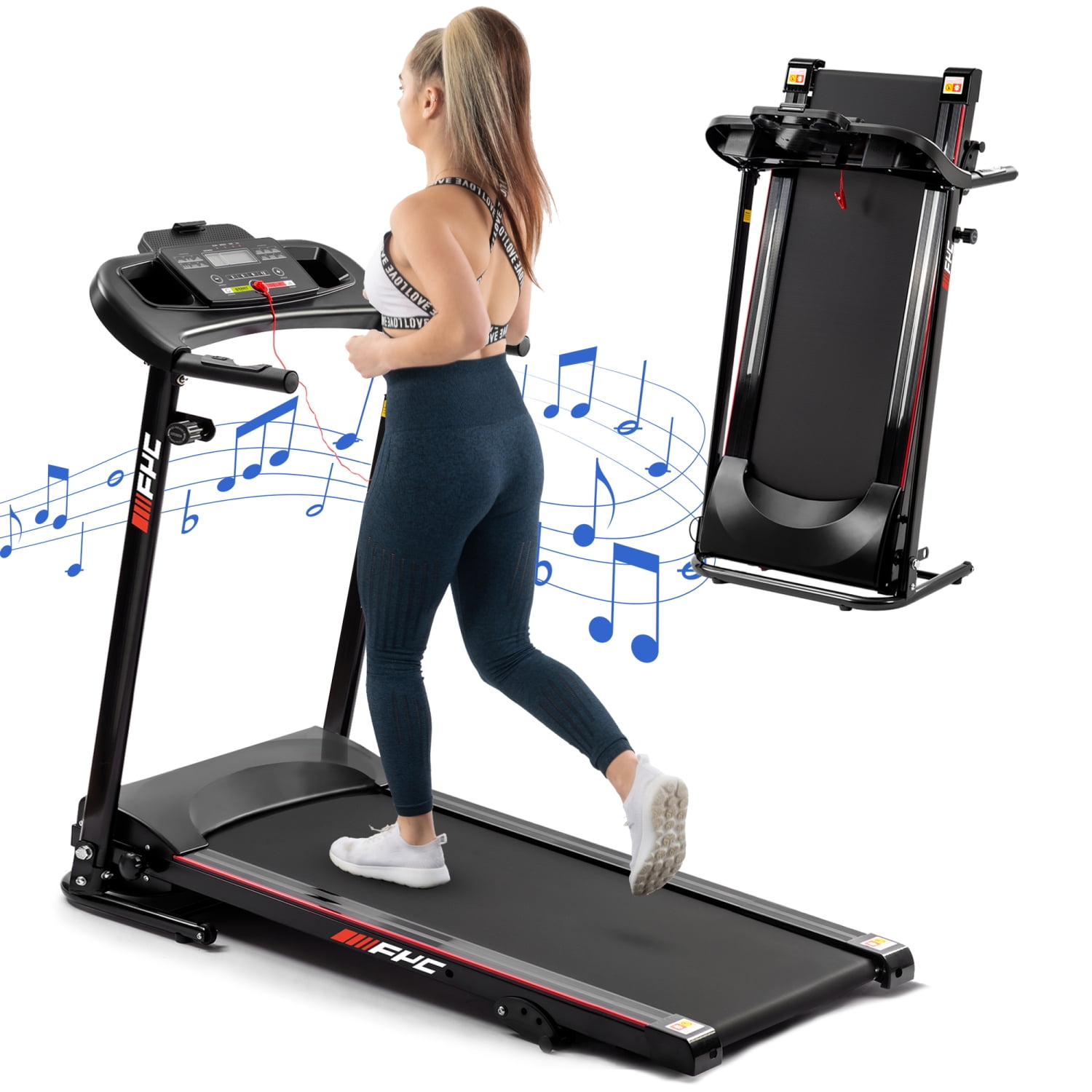 Avory Treadmills for Home 300 lbs Weight Capacity Foldable Electric Treadmill Gym Folding Running Machine Trainer Equipment 
