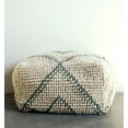 thumbnail image 2 of Creative Co-Op Cream New Zealand Pouf with Blue & Green Accents, 2 of 2