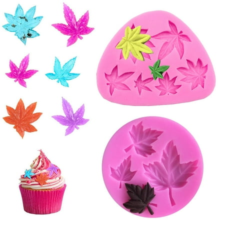 

LNJBABAO 2 Pcs Maple Leaf Mold 3D Leaf Decoration Mold Silicone Maple Leaf Fondant Mold