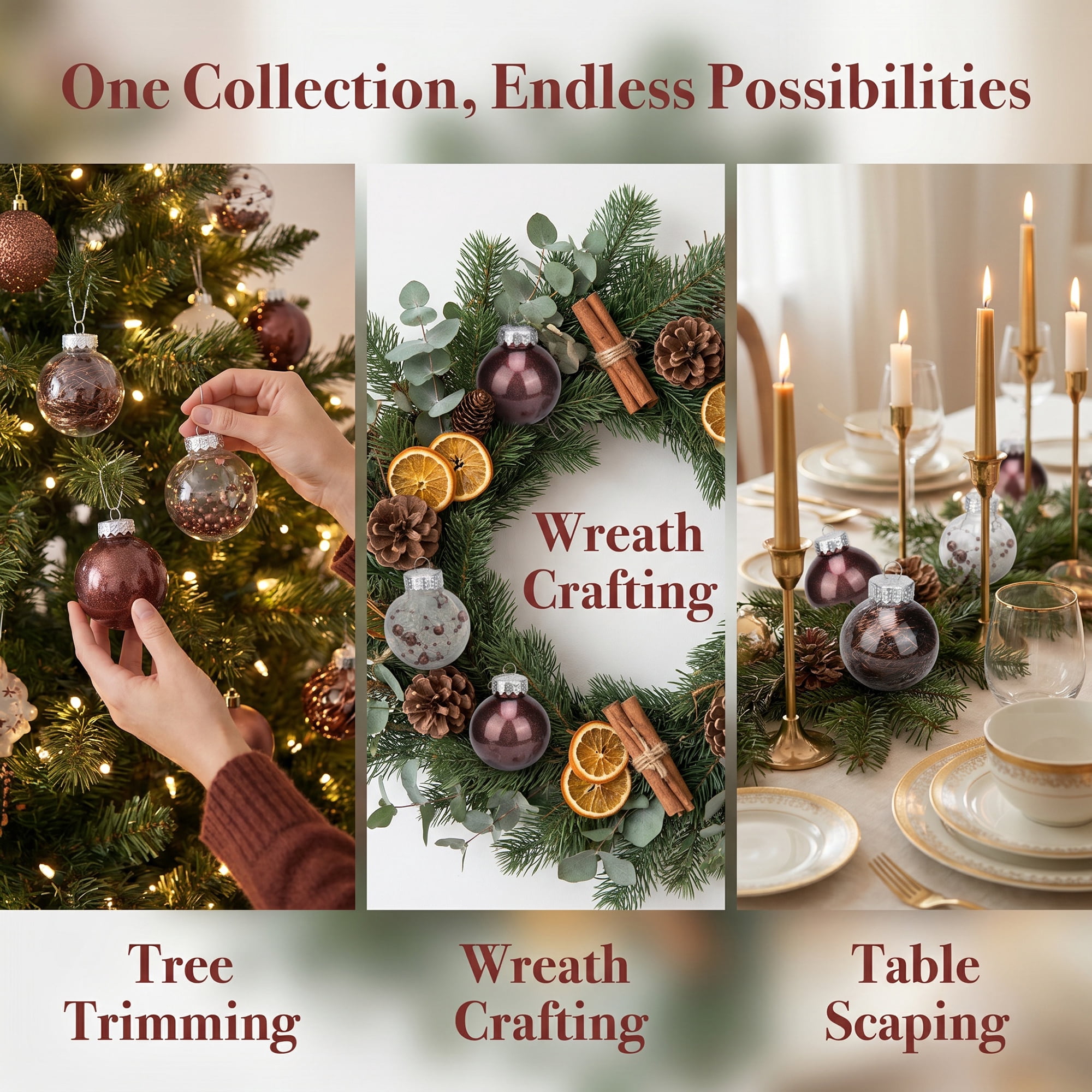 Unique Bargains Christmas Tree Ornaments - 24 Pack Baubles Shatterproof Balls Brown 2.4"