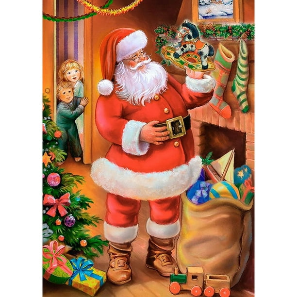 Pintura de diamante (DB2224) Papá Noel 5D DIY Mosaico cuadrado Punto de cruz (B1814) 50x70cm FLhrweasw Nuevo