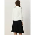 thumbnail image 3 of DARING DIVA Women's Contrast Trim Peter Pan Collar Top M White, 3 of 6