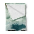 thumbnail image 2 of Nature Soft Flannel Fleece Blanket, Waterfall Streams on Rocks Foggy Full Moon Sky Moss Wild Landscape Ocean Print, Cozy Plush for Indoor and Outdoor Use, 60" x 80", Green and Umber, by Ambesonne, 2 of 5