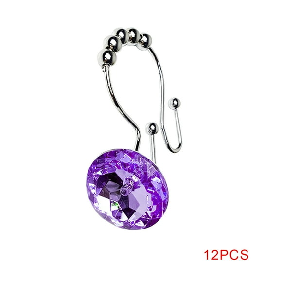 Xingzhi 12pcs Double Glide Shower Curtain Rings Acrylic Crystal Rhinestones Hang Curtain and Liner Hooks Home Decoration