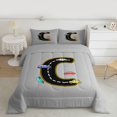 thumbnail image 2 of Manfei Boys Personalized Gifts Bedding Comforter Set,Pink Black Letter C Twin Comforter Sets,Cartoon Toy Car Bedding Set For Boys Kids,Lightweight Room Decoration Reversible,2pcs, 2 of 8