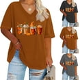 thumbnail image 5 of WREESH Plus Size Women Thanksgiving Shirt Ice Cream Graphic Tees Tops Casual Short Sleeve V Neck T Shirts Dark Gray, 5 of 5