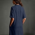 thumbnail image 6 of NTACZA Summer Dresses Cotton Lien Casual Shirt Dress Slit Maxi Collared with Pockets Vacation Beach Blue XXL, 6 of 8