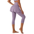 thumbnail image 7 of COMVALUE Skirted Leggings for Women Capri, Athletic Tennis Skirt with Leggings Golf Pickleball Clothes with Pockets Purple for Size XL, 7 of 7
