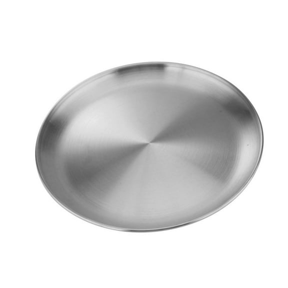 Ciwanning Stackable Stainless Steel Serving Dishes 2 Size Nonslip Bottom Camping Party Dinnerware Metal Dinner Plates