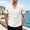 White, variant on 100 Percent Cotton T-Shirts for Men Jerdar Men's Solid Color Pleated Frayed Edges Special V-neck Short-sleeved Shirt