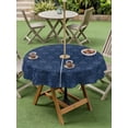 thumbnail image 3 of Outdoor Tablecloth with Umbrella Hole and Zipper, Tropical Palm Trees Round Table Cloth 60 Inch Waterproof Tablecloth, Summer Coconut Trees Plants Navy Blue Picnic Table Cover for Patio Camping, 3 of 7