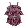 thumbnail image 3 of Newborn Baby Girl Summer Outfits Leopard Sleeveless Ruffle Tank Top Shorts Bottoms 2PCS Short Sets Clothes, 3 of 7