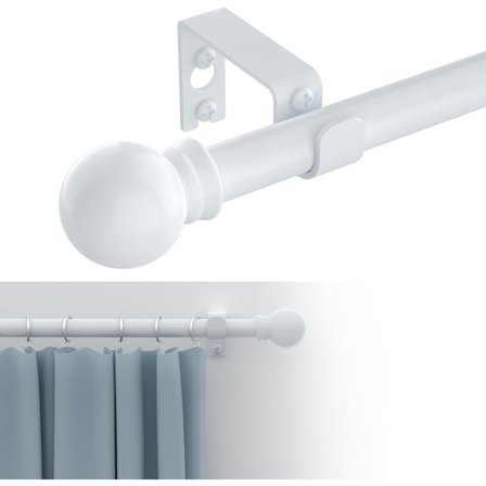 Curtain Rods for windows 28-78 inch, 5/8 inch Decorative White Splicing Heavy Duty Metal Curtain Rod set with Brackets