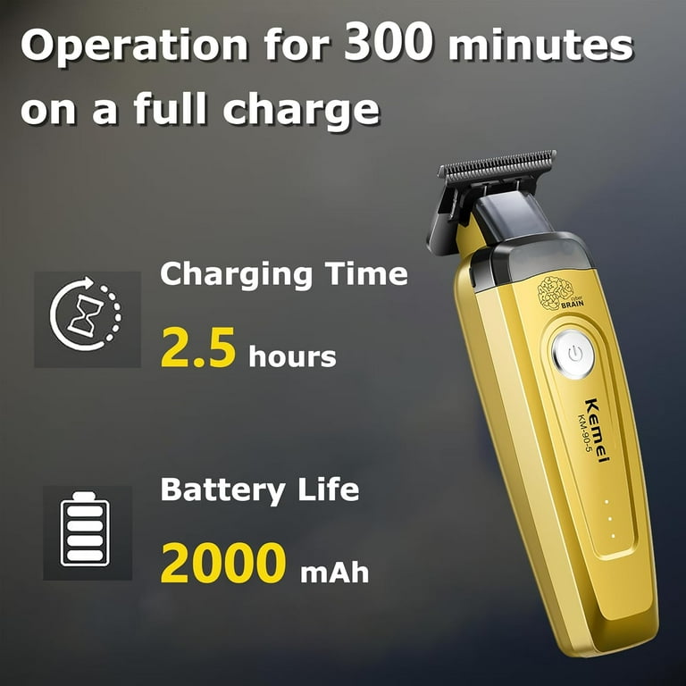 Kemei 電動バリカン KM-90-4 ゴールド 充電式 DLC刃 プロ仕様 KEMEI 90-4 Professional Hair Clippers for Men, 11500 RPM Barber