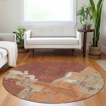 Addison Rugs Chantille Indoor/Outdoor Transitional Abstract Paprika Washable Round Rug, 8' x 8'