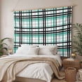 thumbnail image 3 of Teal Black Plaid Tapestry for Bedroom Wall Hanging Tapestry, Farmhouse Teal Black Checkered Ceiling Backdrop Tapestries Poster Blanket Wall Decor for Teens Room Living Room Dorm 59" x 90", 3 of 8