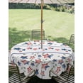 thumbnail image 3 of Independence Day Table Cloth Round Tablecloth, 4th of July Red Blue Stripes Star Leaves Waterproof Wrinkleproof Table Cover with Umbrella Hole and Zipper for Party/Dining/Patio/Wedding 60 Inch, 3 of 9