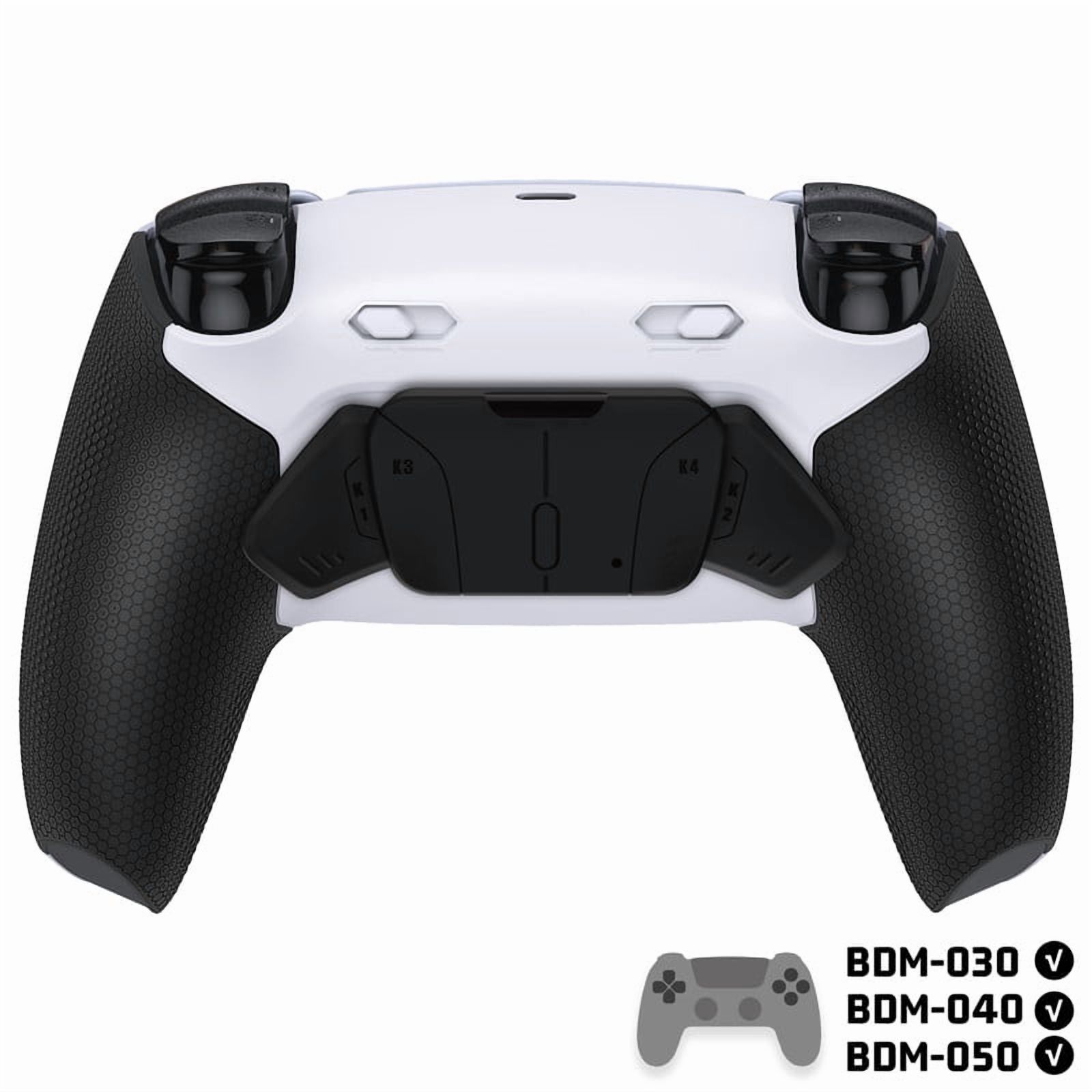 eXtremeRate RISE4 Plus MAX Back Paddles Kit with Clicky Trigger Stops & Rubberized Grip for PS5 Controller BDM-030 040 050, Black Remappable Back Buttons Kit for PS5 Controller - White Black