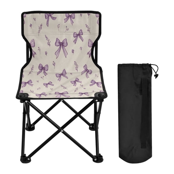 Folding Chair Camping Chair For Camping Picnicking Outdoor Beach and Travel Pastel Lavender Bows