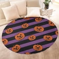 thumbnail image 4 of Halloween Purple and Black Striped Pumpkins Round Blanket,Comfortable Soft Flannel Throw Blanket,All Season,Warm Lightweight Blankets for Sofa Bed Couch Living Room Chair 60"x60", 4 of 5
