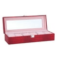 thumbnail image 2 of Watch Holder, Wine Red Color Watch Organizer Rectangular Jewelry Organizer 6 Slots  For Display For Storage, 2 of 8