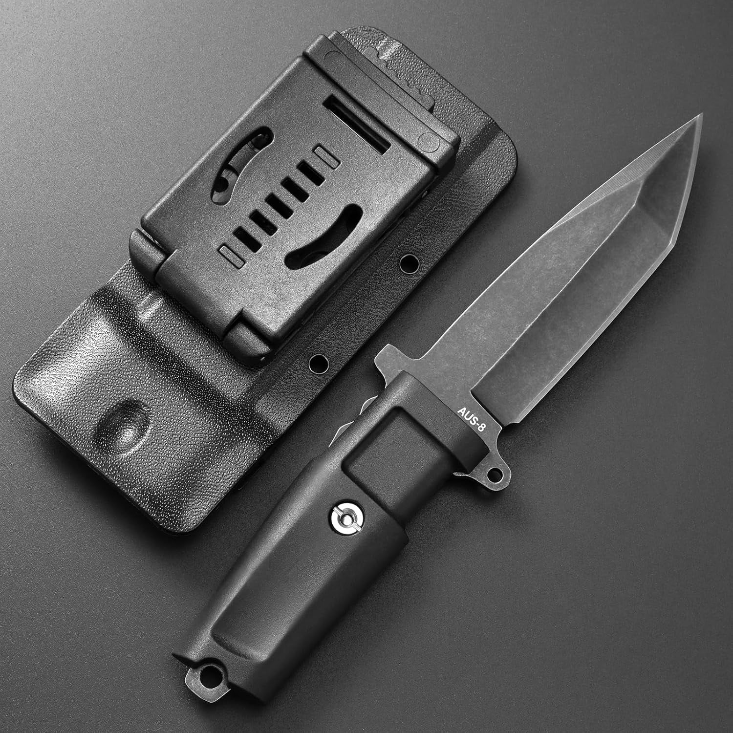 GTK34 Fixed Blade Knife AUS-8 Steel Full Tang Nylon Fiberglass Handle Com EDC Tool Knifes for Outdoor Camping Adventure Survival