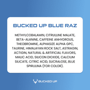 Bucked Up Pre-Workout Powder, Blue Raz, Vitamin B12 & 200mg Caffeine, 25 Servings